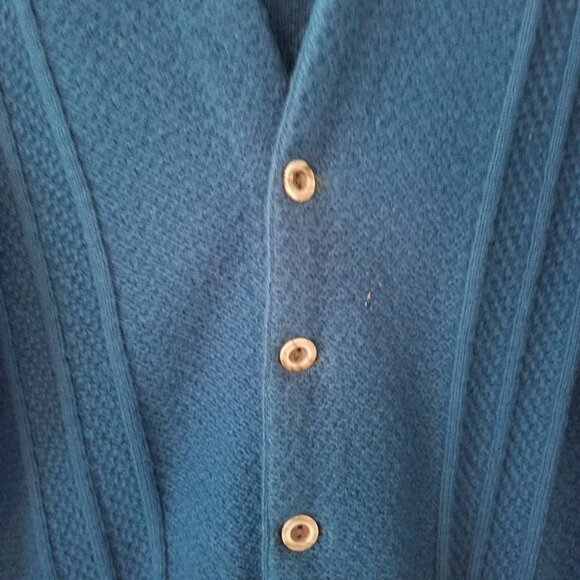 Vintage Wool Blend Dark Blue Men's Cardigan Sweater Size M - Picture 3 of 7
